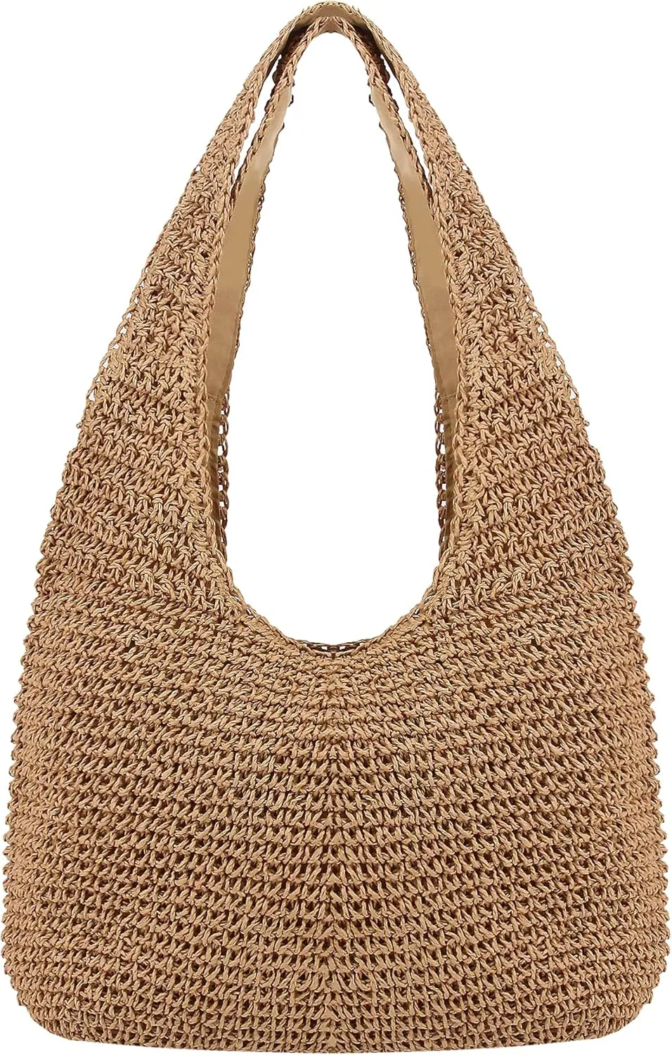 Naimo Women Straw Beach Shoulder Bag Woven Tote Handbag Large Handmade Weaving Summer Casual Hobo Bag