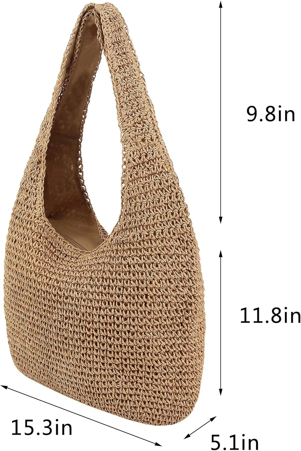 Naimo Women Straw Beach Shoulder Bag Woven Tote Handbag Large Handmade Weaving Summer Casual Hobo Bag