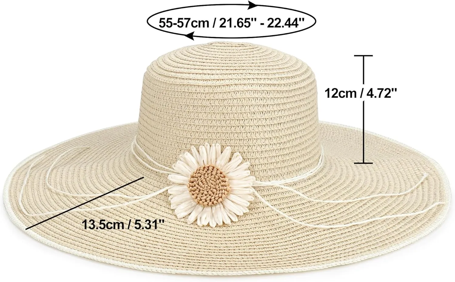 Naivlizer Women Wide Brim Sun Hat UPF50 Straw Summer Hat Floppy Beach Hat Roll-Up