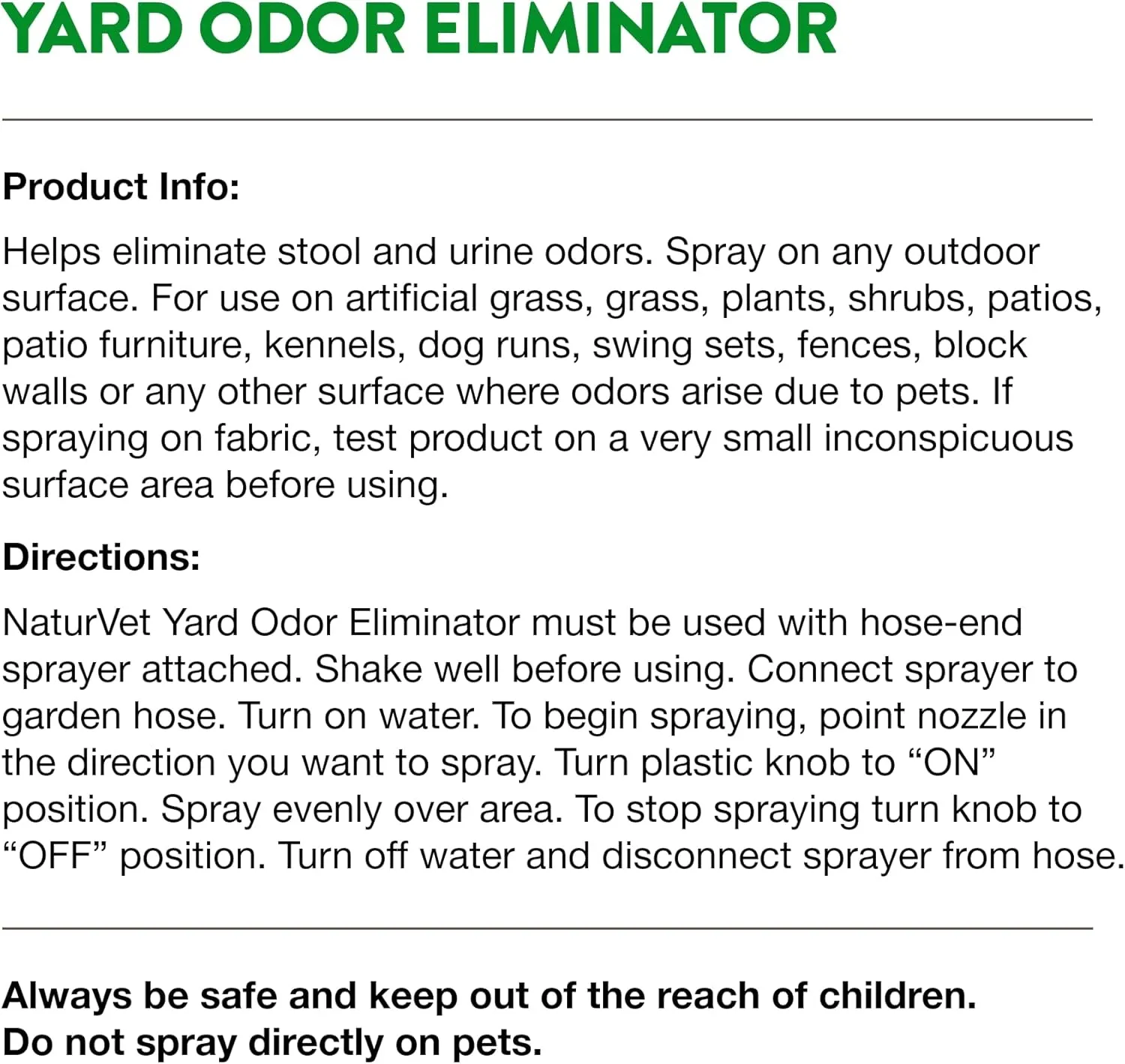 NaturVet – Yard Odor Eliminator – Eliminate Stool and Urine Odors from Lawn and Yard – Designed for Use on Grass, Plants, Patios, Gravel, Concrete & More – 31.6 oz Ready-to-Use with Nozzle