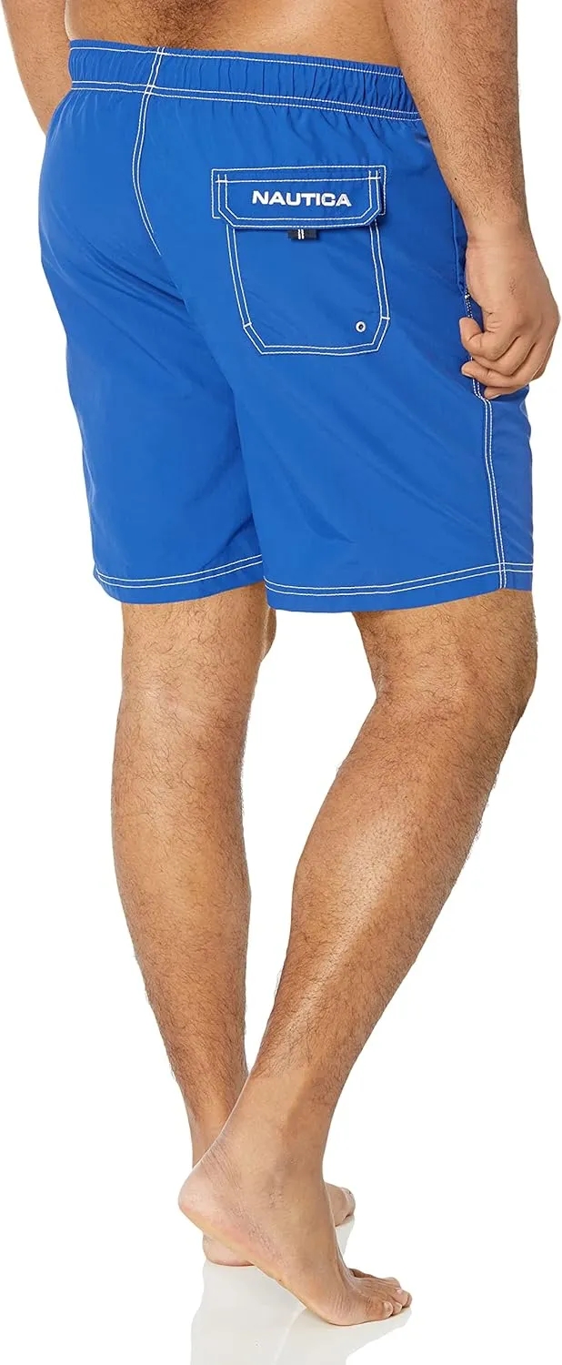 Nautica Men's Solid Quick Dry Classic Logo Swim-Trunk