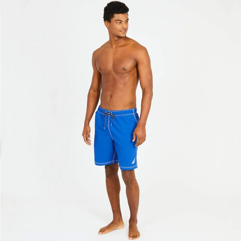 Nautica Men's Solid Quick Dry Classic Logo Swim-Trunk