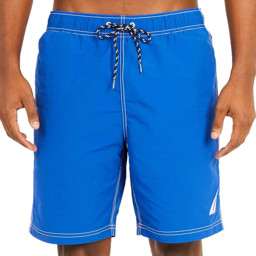 Nautica Men's Solid Quick Dry Classic Logo Swim-Trunk