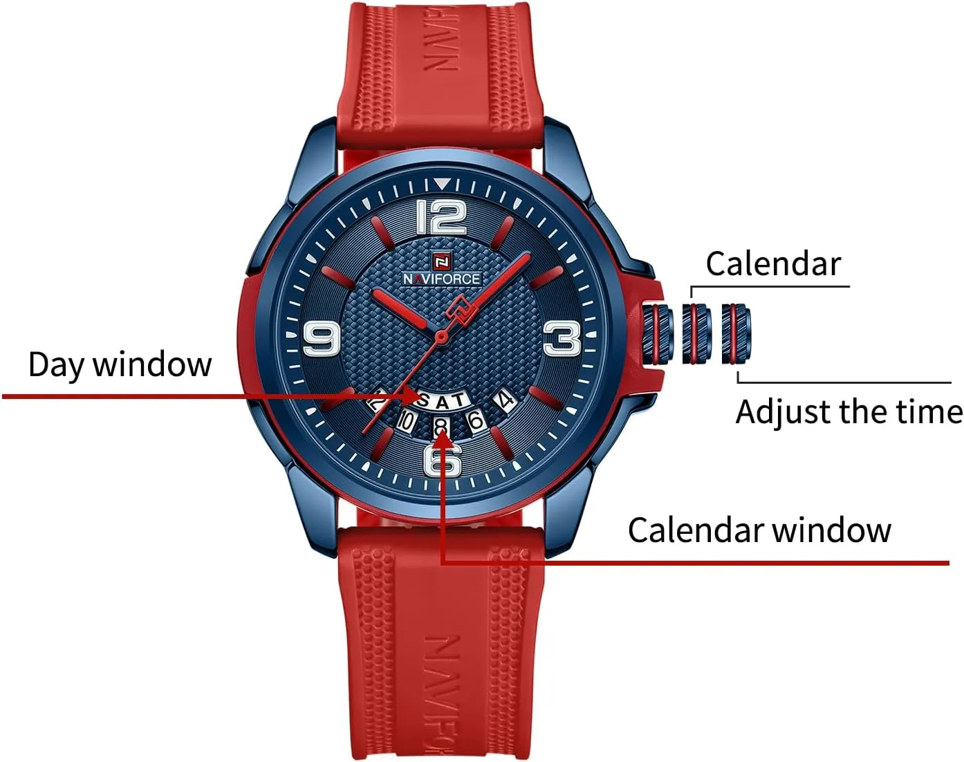 NAVIFORCE Waterproof Watch for Men Women, Analog Auto Date Military Sports Unisex Wristwatch,Silicone Strap