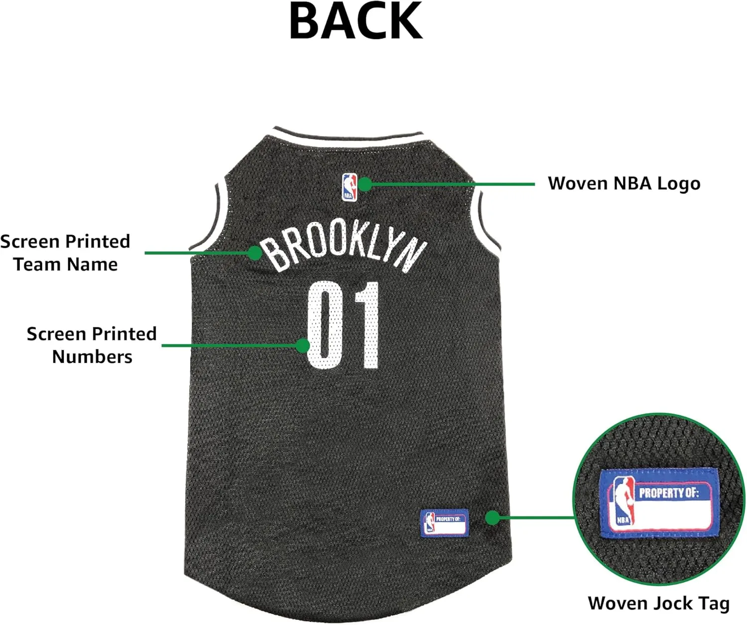 NBA PET Jersey Brooklyn NETS Basketball Dog Jersey, Medium. Best Licensed Basketball Jersey for The Real Four-Legged Fan!