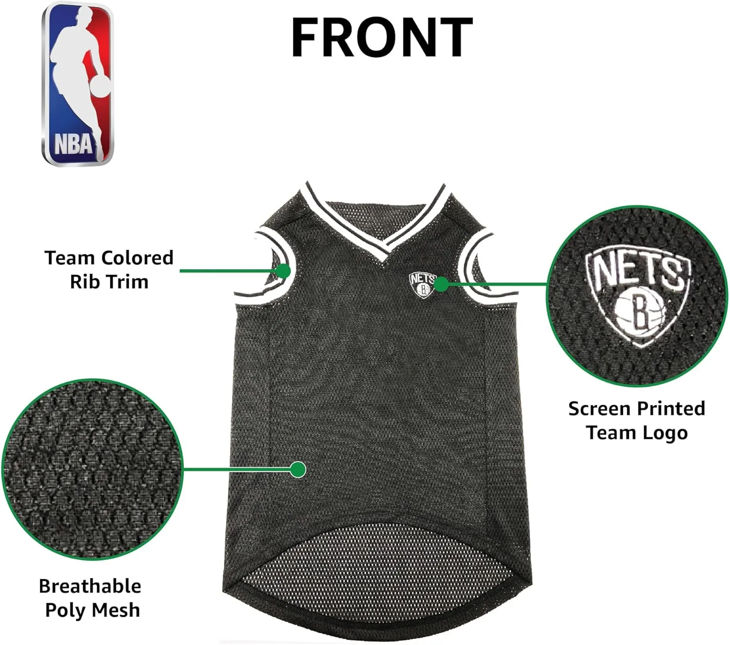 NBA PET Jersey Brooklyn NETS Basketball Dog Jersey, Small. Best Licensed Basketball Jersey for The Real Four-Legged Fan!