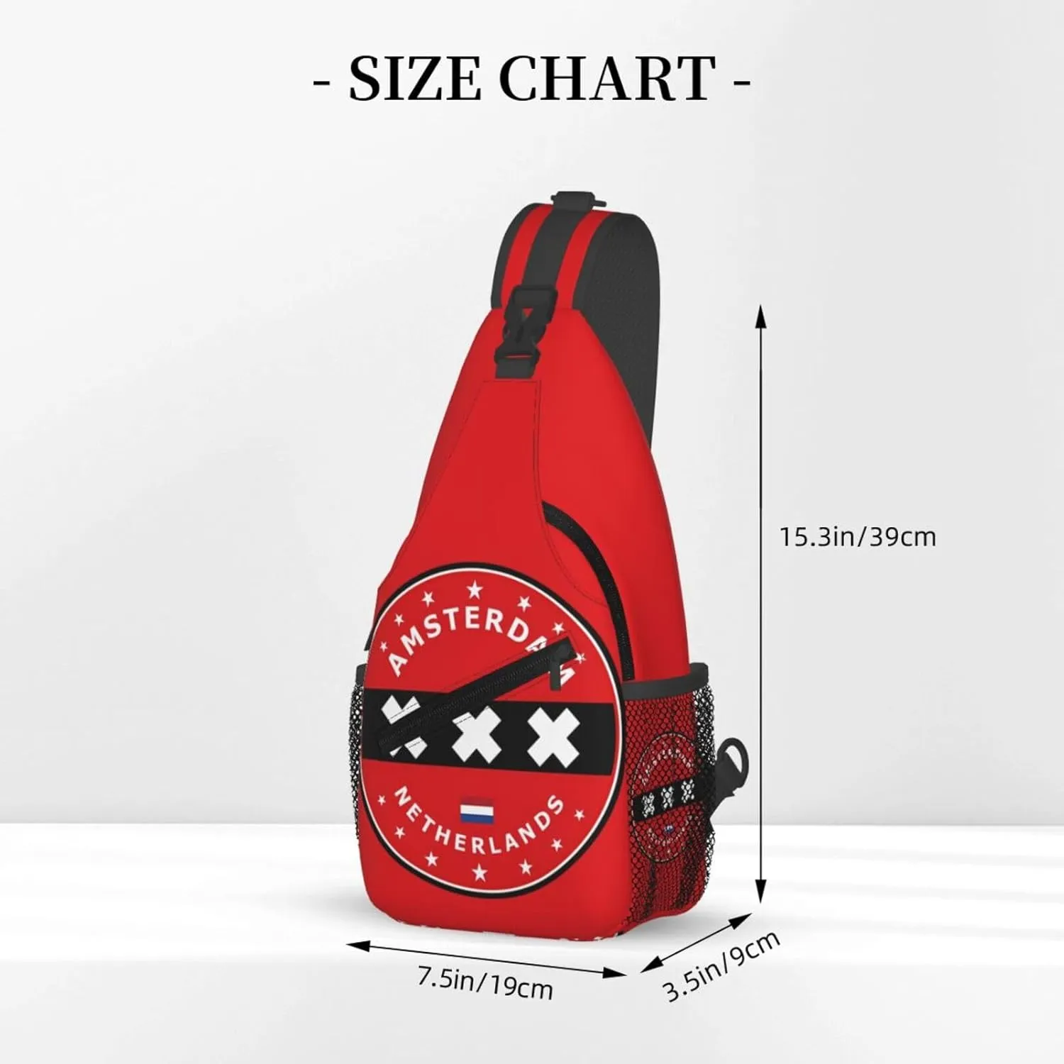 Netherlands Amsterdam Flag Circle Crossbody Bag Cross Chest Bag Adjustable Sling Backpack Sports Gym Shoulder Bags Travel Cycling Daypack Diagonally Casual Rucksack