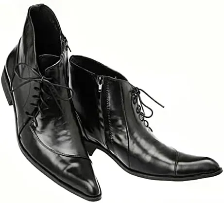 NEW Ankle Boots For Men Lace up Pointed Mens Boots Office Party Holiday Club For Show The First Layer Of Cowhide