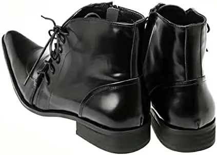 NEW Ankle Boots For Men Lace up Pointed Mens Boots Office Party Holiday Club For Show The First Layer Of Cowhide