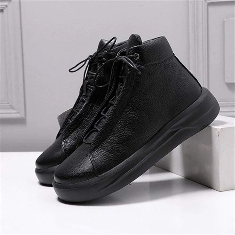 NEW For Men Ankle Boots Mens Lace up High Top Low Heel Boots Holiday For Office The First Layer Of Cowhide