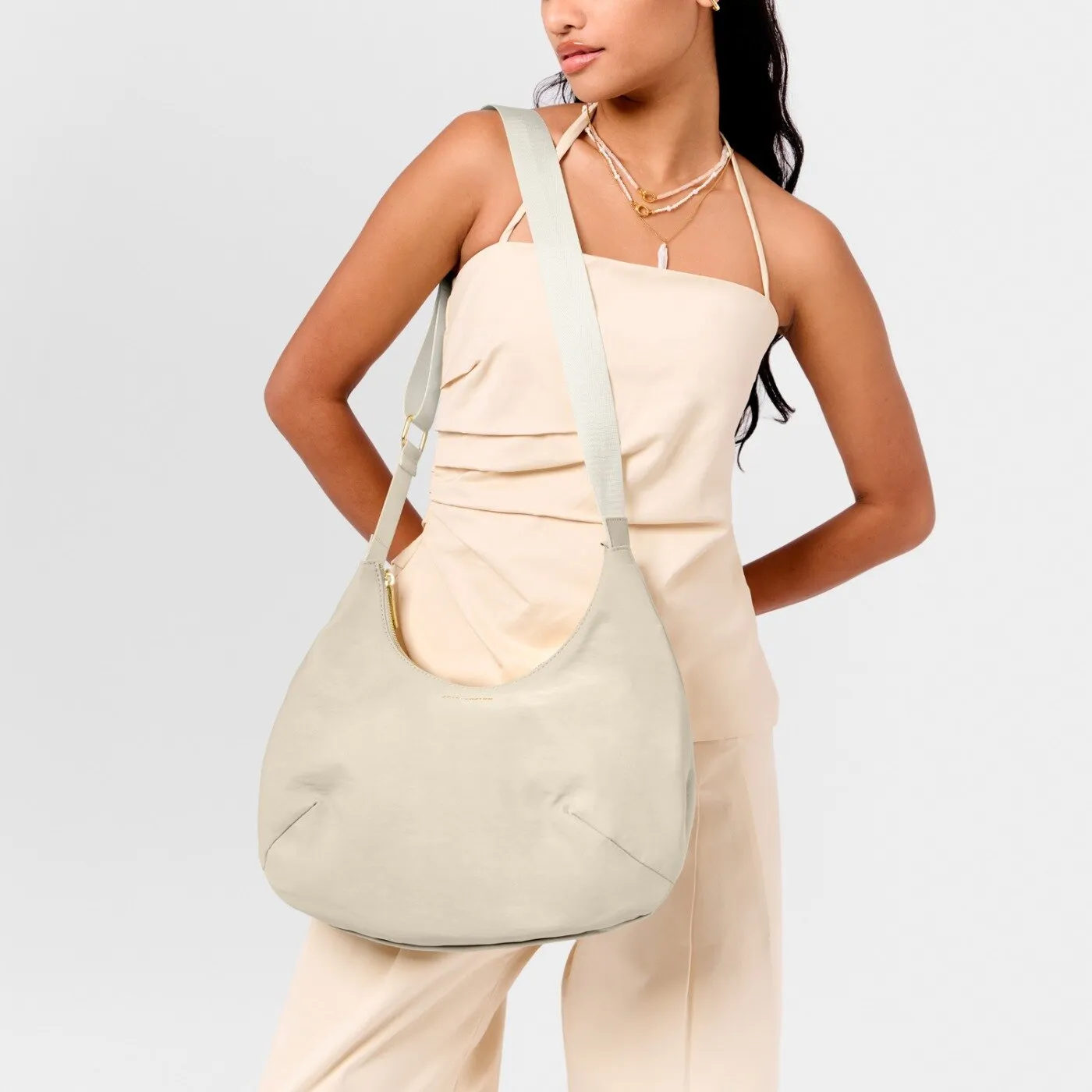 NEW SEASON - Katie Loxton - Nylon-Luxe Sling Shoulder Bag | Chalk