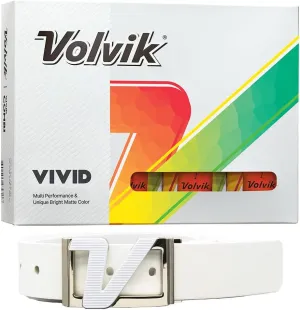 New Volvik Vivid Multi-Performance and 3-Piece Construction Unique Bright Matte Color Finish Golf Ball. 1 Dozen (Orange) with 100% Genuine Italian Leather Belt, White