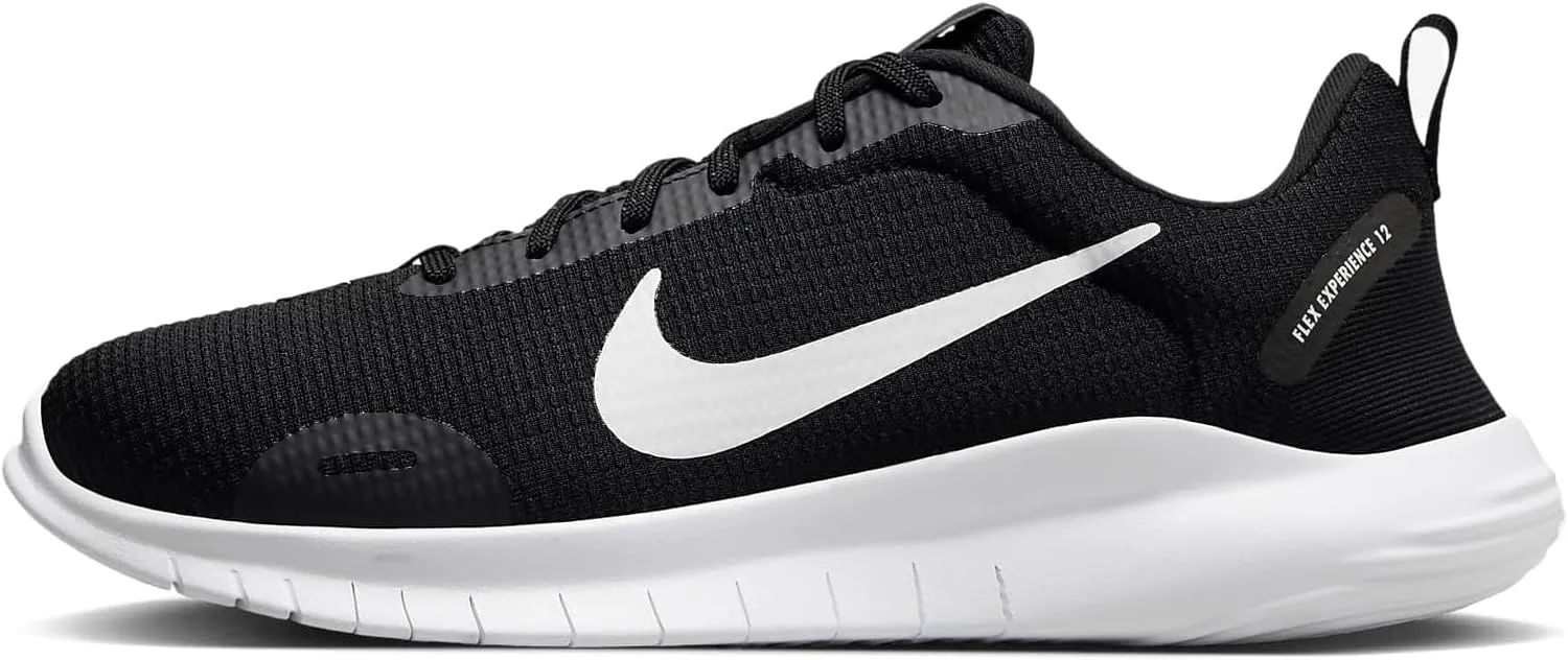 Nike Women's Flex Experience 12 Road Running Shoes Sneaker, Black/White-Dark Smoke Grey, 7 X-Wide