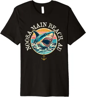 Noosa Main Beach Australia Shark Retro Distressed Design Premium T-Shirt