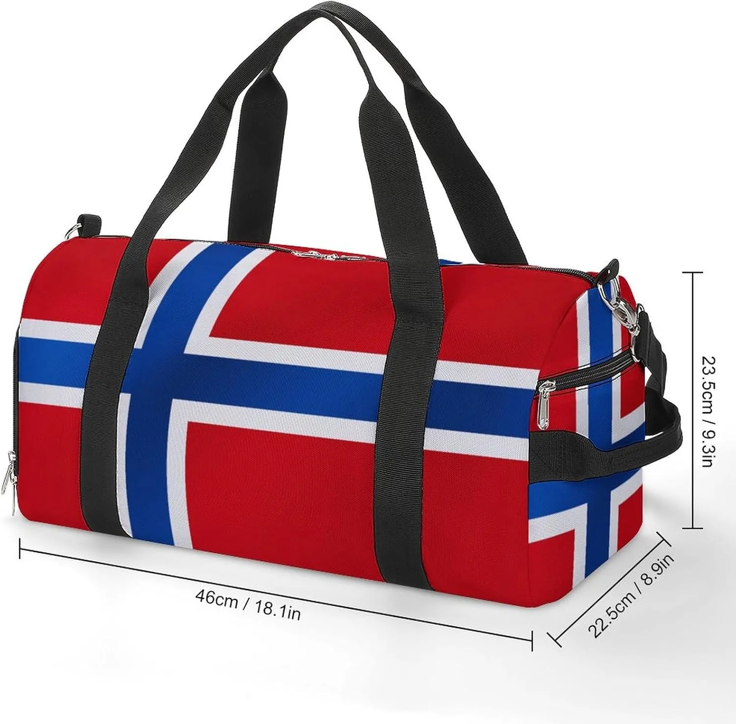 Norway Flag Sports Gym Bag for Boys Girls with Wet Pocket Shoe Compartment