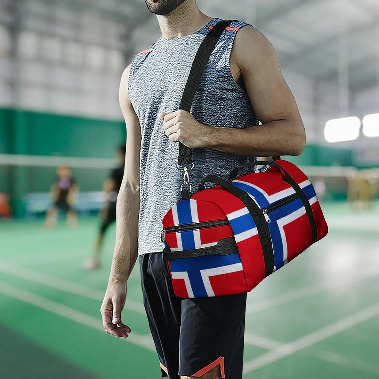Norway Flag Sports Gym Bag for Boys Girls with Wet Pocket Shoe Compartment