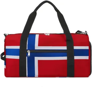 Norway Flag Sports Gym Bag for Boys Girls with Wet Pocket Shoe Compartment