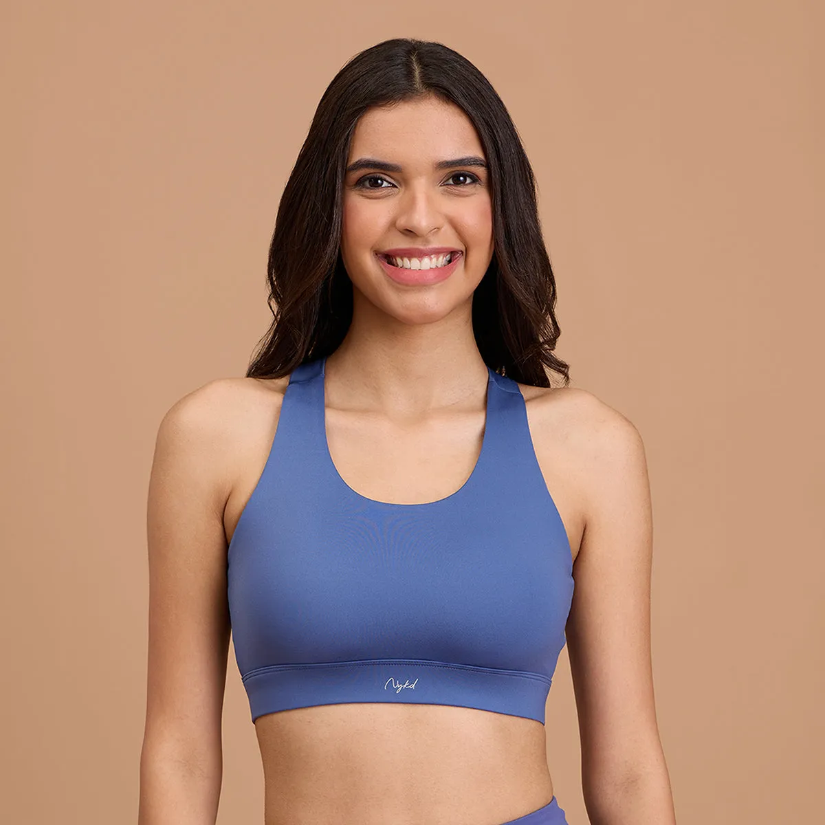 Nykd By Nykaa Ultimate Cross Back Sports Bra with Removable Cups NYK909 Blue