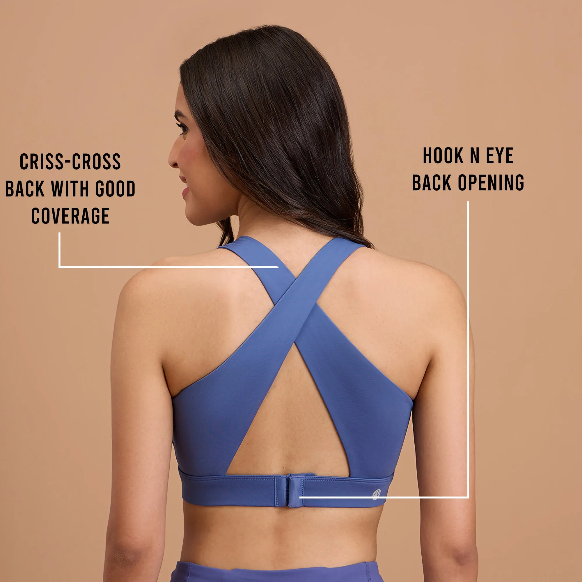 Nykd By Nykaa Ultimate Cross Back Sports Bra with Removable Cups NYK909 Blue