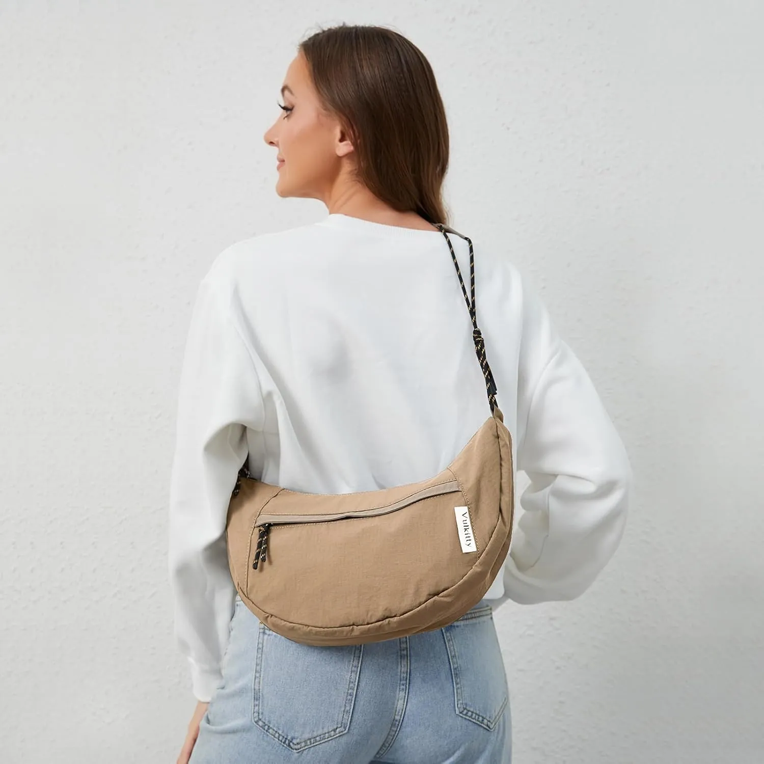 Nylon Crescent Bag Crossbody, Casual Sling Bag Half Moon Hobo Purse For Women Men