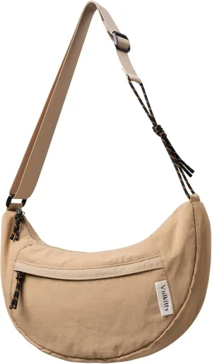 Nylon Crescent Bag Crossbody, Casual Sling Bag Half Moon Hobo Purse For Women Men