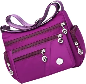 Nylon Crossbody Bag Oxford Style Multi-layer Design Waterproof Storage Bag for Travel and Everyday Use