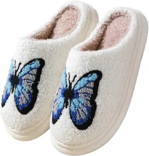 Obosoyo Plush Slippers Couples Cozy Heart Indoor Slippers Men Women Thick Sole Fuzzy Warm Winter