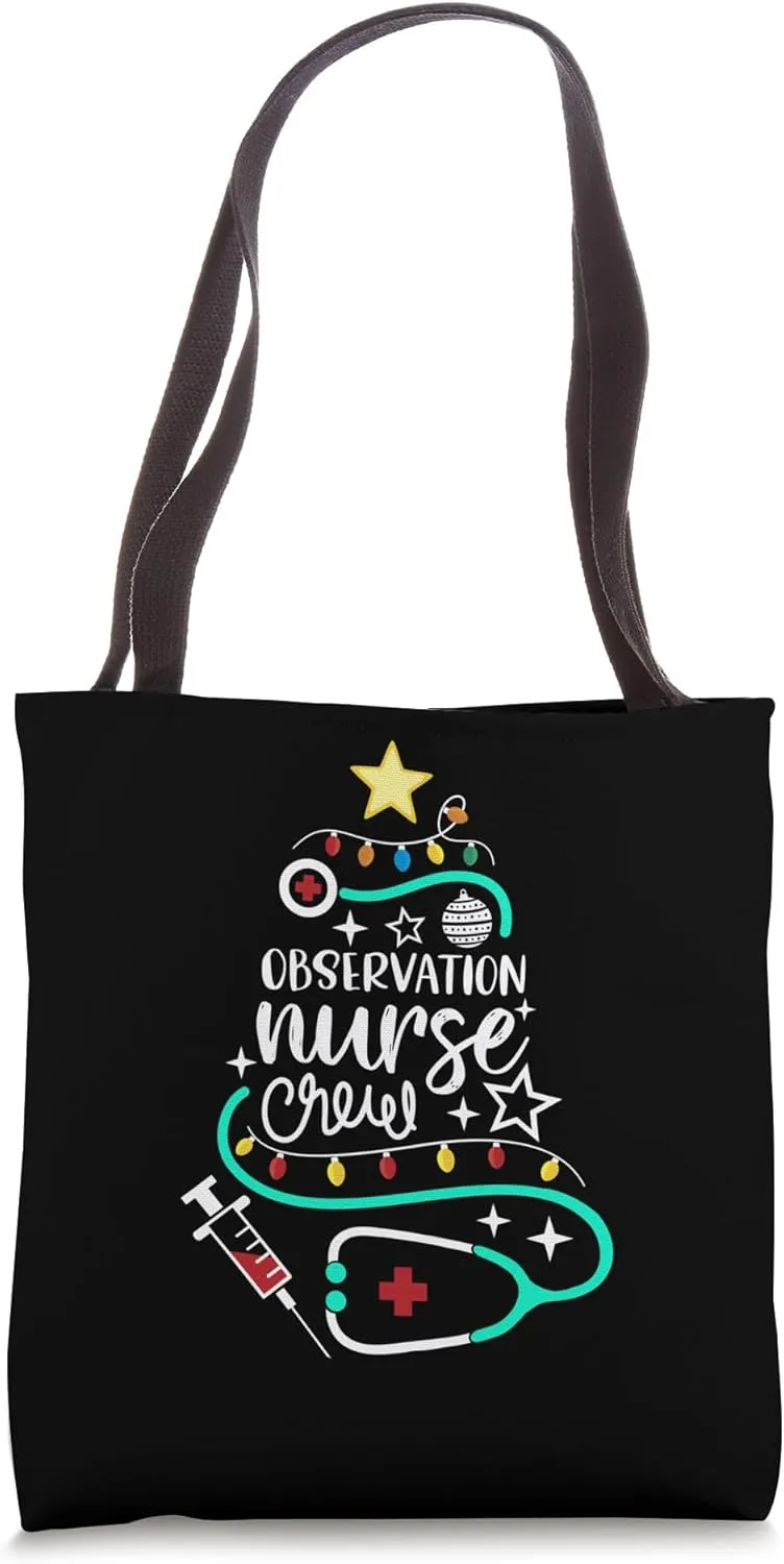 Observation Nurse Crew Merry Christmas Patient Monitoring NP Tote Bag