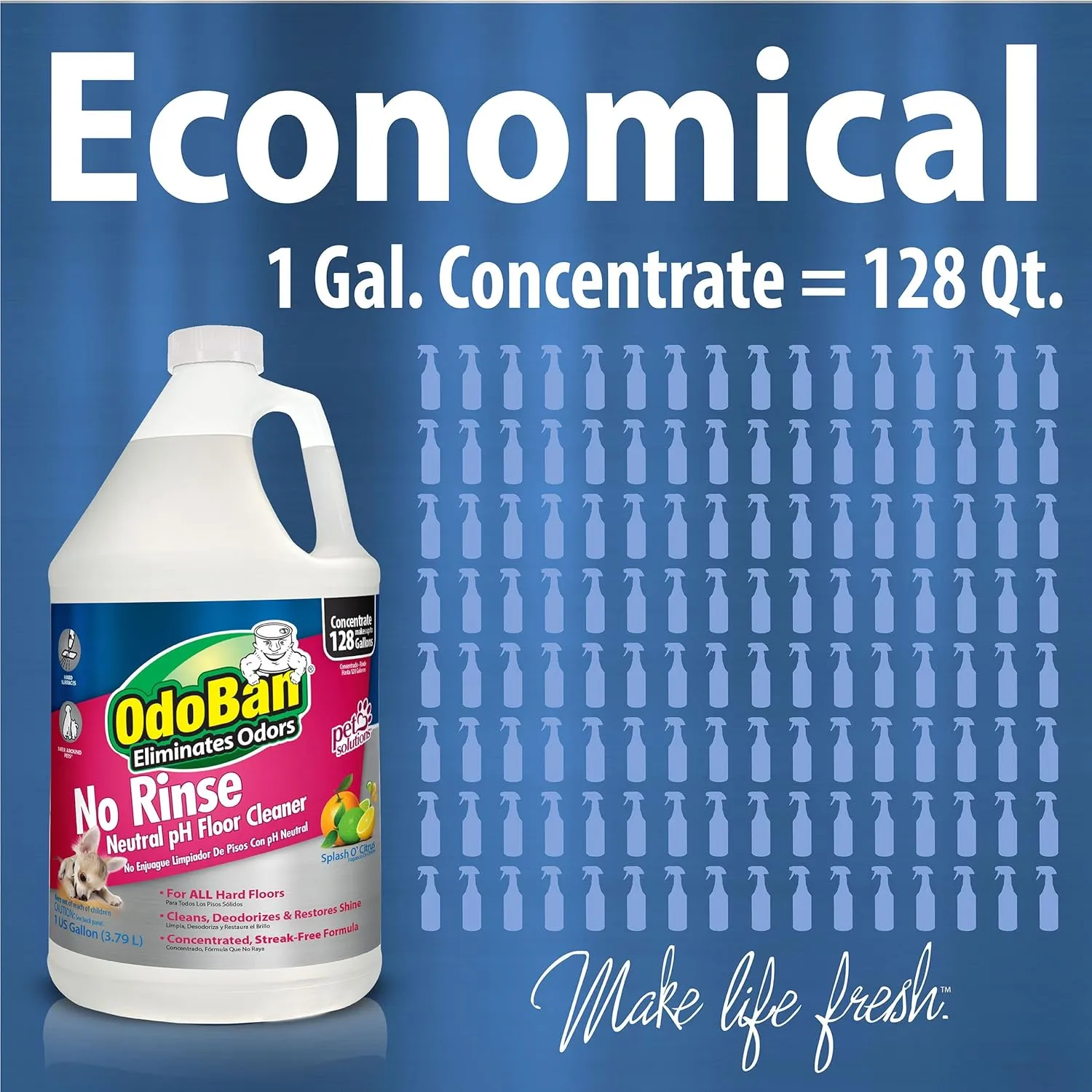 OdoBan Pet Solutions Neutral pH Floor Cleaner Concentrate, 1 Gallon, and Oxy Stain Remover, 32 Ounce Spray
