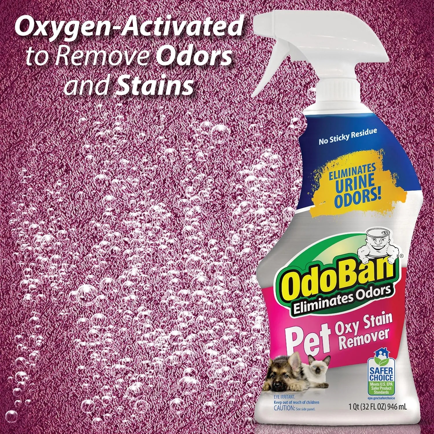 OdoBan Pet Solutions Neutral pH Floor Cleaner Concentrate, 1 Gallon, and Oxy Stain Remover, 32 Ounce Spray