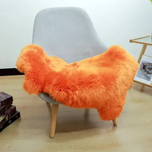 Orange Premium Genuine Sheepskin Rug, Genuine Sheepskin Natural Lambskin Shaggy Fur Area Rug for Kids Bedroom Sofa Chair Seat Cover Pets Dogs Mat Single Pelt/2FT*3FT