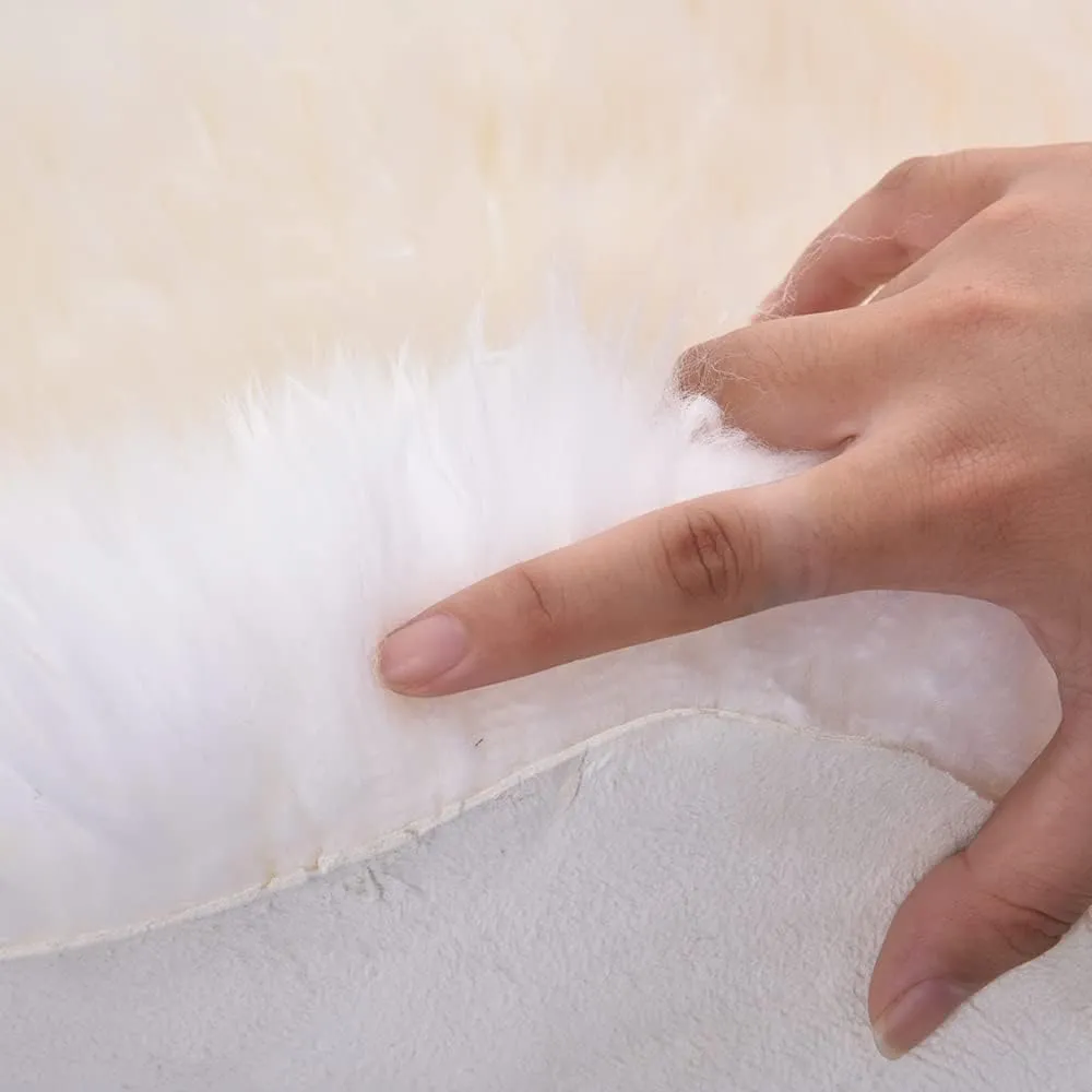 Orange Premium Genuine Sheepskin Rug, Genuine Sheepskin Natural Lambskin Shaggy Fur Area Rug for Kids Bedroom Sofa Chair Seat Cover Pets Dogs Mat Single Pelt/2FT*3FT