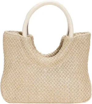 Orgone Straw Purse Hobo Bag Handwoven Tote Bag, Round Handle Ring Handbag Clutch Wallet, Summer Beach Purse for Women Travel