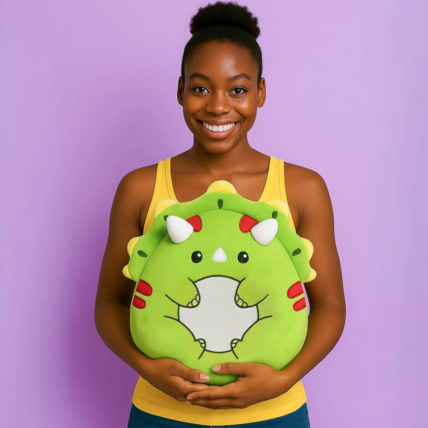 Original 14-Inch Large Triceratops Dinosaur Plush Pillow Stuffed Animal Toy,Big Size Cute Soft Fat Toys Kawaii Cuddle Plushie,Gift for Kids