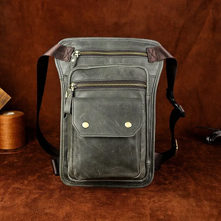 Original Leather Men Design Casual Messenger Shoulder Sling Bag Fashion Multifunction Waist Belt Pack Drop Leg Bag Pouch