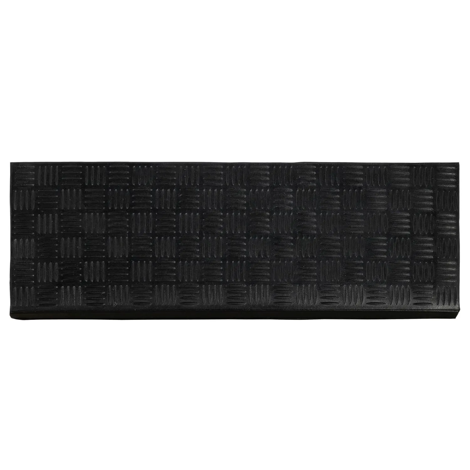 Ottomanson DirtOff Collection Checkers Grid Design Rubber Stair Treads, 5 Pack, 10" X 25.5", Black