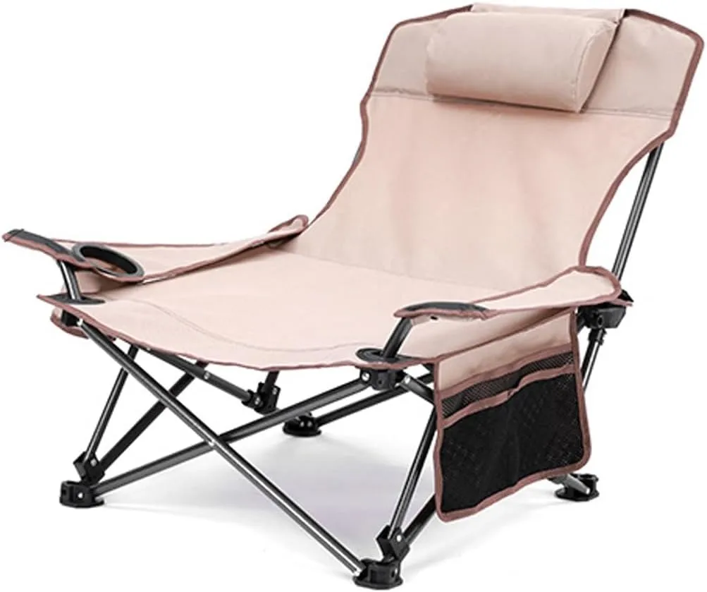 Outdoor Camping Chair, Beach Chair, Portable Chair, Office nap Chair, Folding Small Lunch Break Recliner(Beige), 20.5inx20.5inx28.3in, 3511792