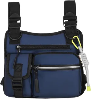 Outdoor Chest Bag for Men, Adjustable Multifunctional Chest Bag, 2025New Lightweight Hiking Climbing Bag with Fixing Strap (Blue)