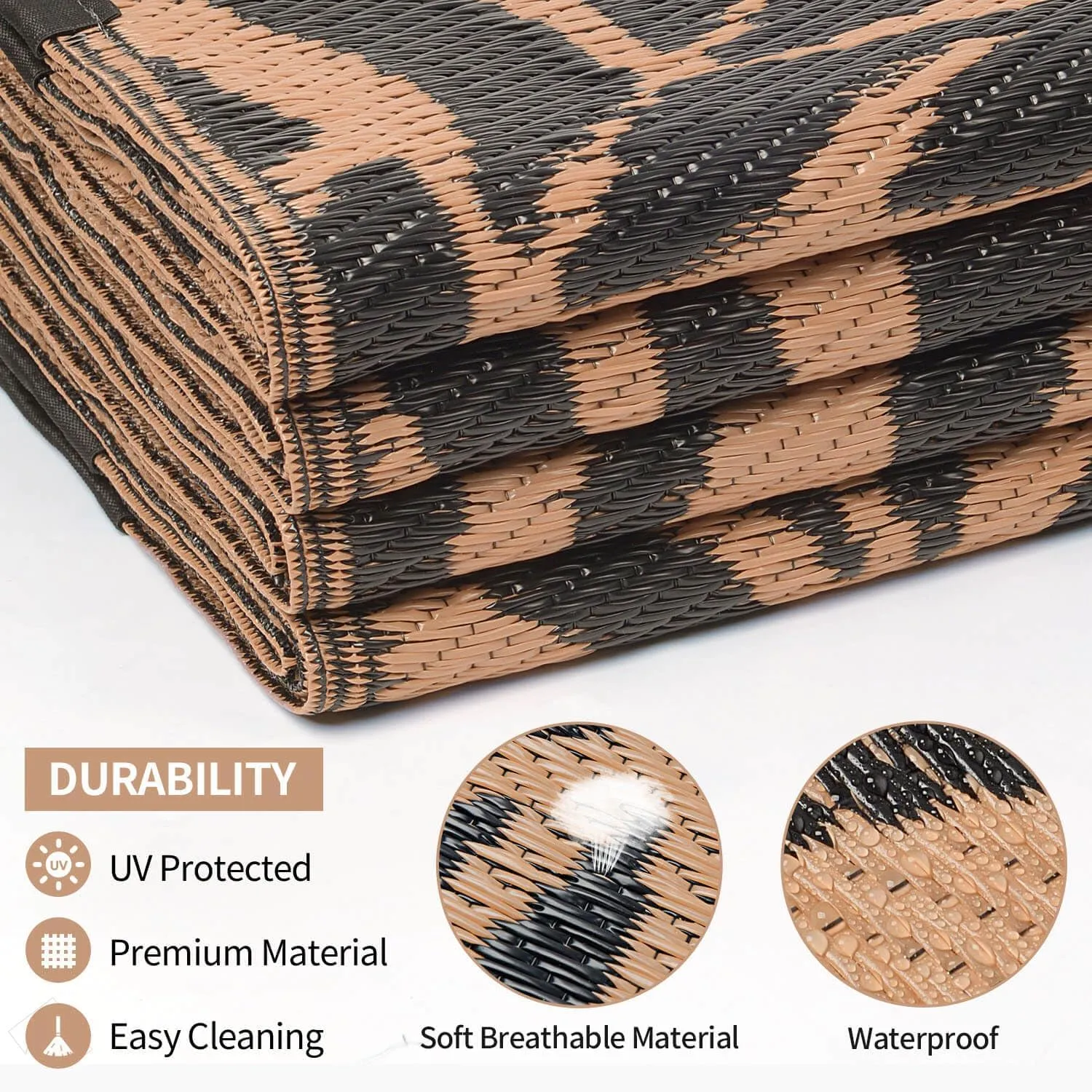 Outdoor Rugs Patio Camping Waterproof - 6x9 Plastic Straw Patio Rug Portable for Campers, Outside RVs Mat, Outdoor Area Carpet for Patios Clearance, Backyard Porch, Balcony, Picnic