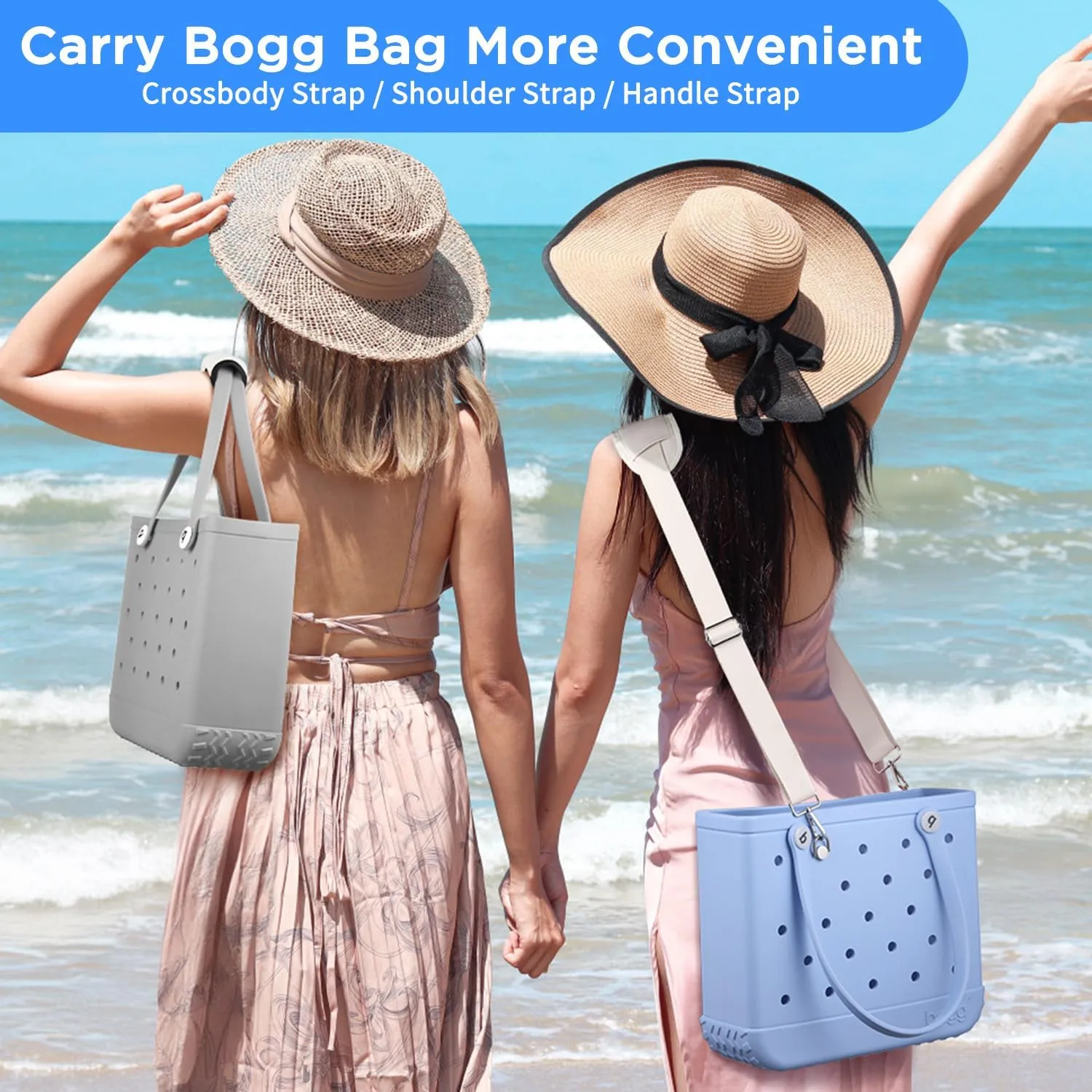 OUTXE Strap Wrap for Bogg Bag, Adjustable Crossbody Shoulder Straps Long, Neoprene Handle Wrap Protector, XL Medium Bogg Bag Rubber Tote Bag Accessories