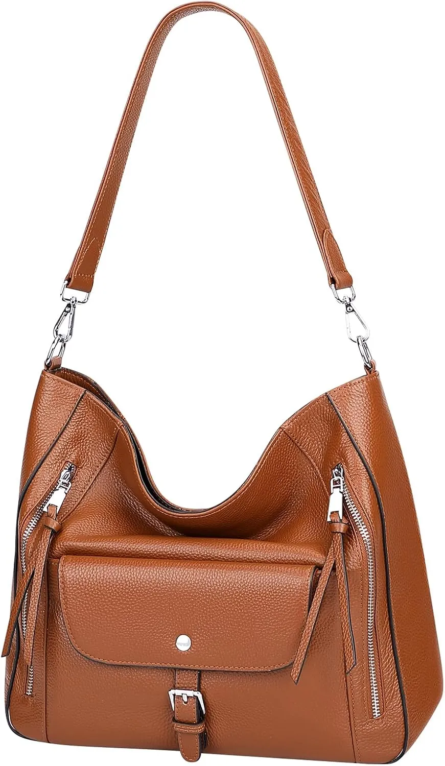 Over Earth Genuine Leather Hobo Bags for Women Soft Large Shoulder Handbags Ladies Classic Work Purses and Handbags
