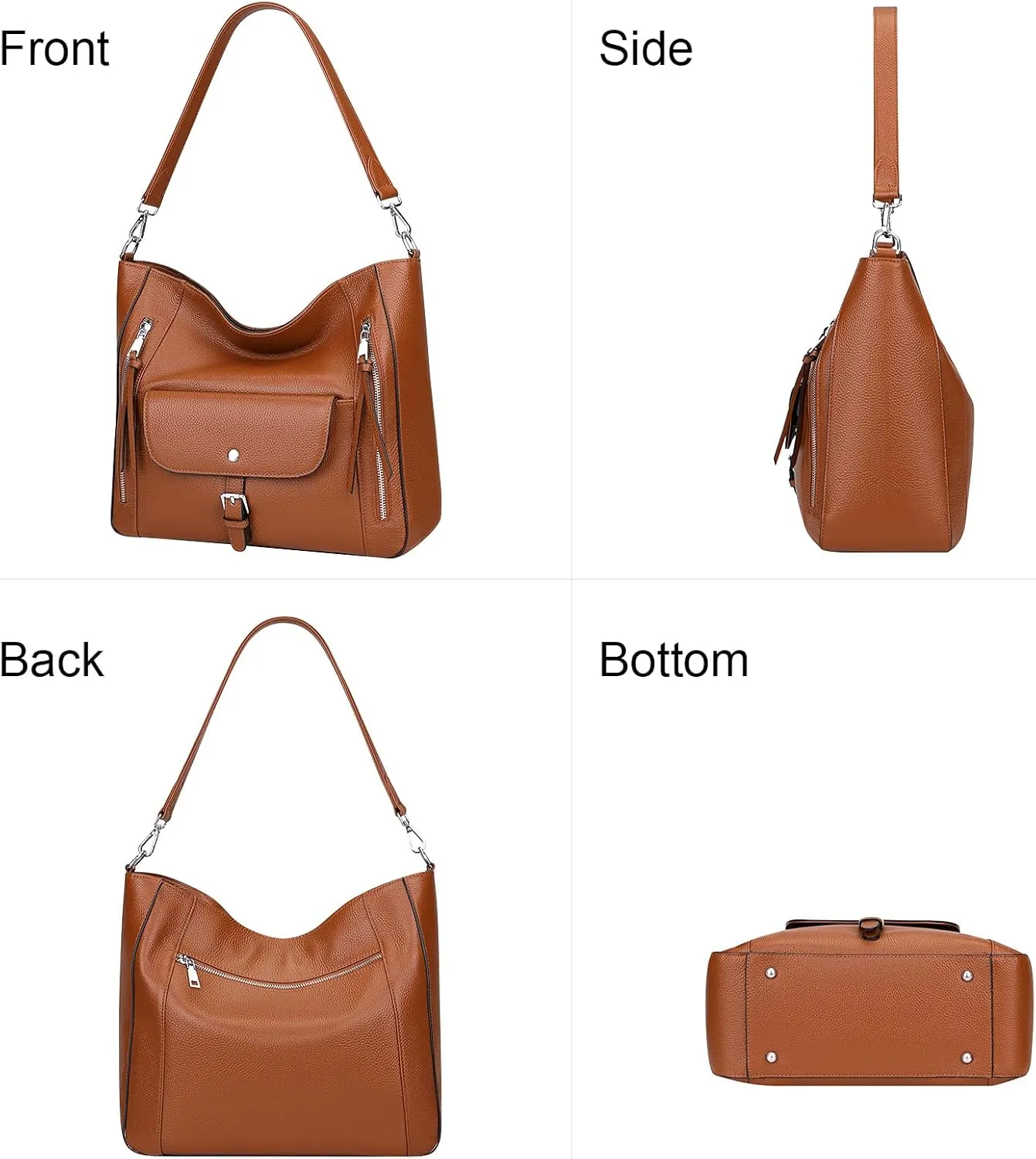Over Earth Genuine Leather Hobo Bags for Women Soft Large Shoulder Handbags Ladies Classic Work Purses and Handbags