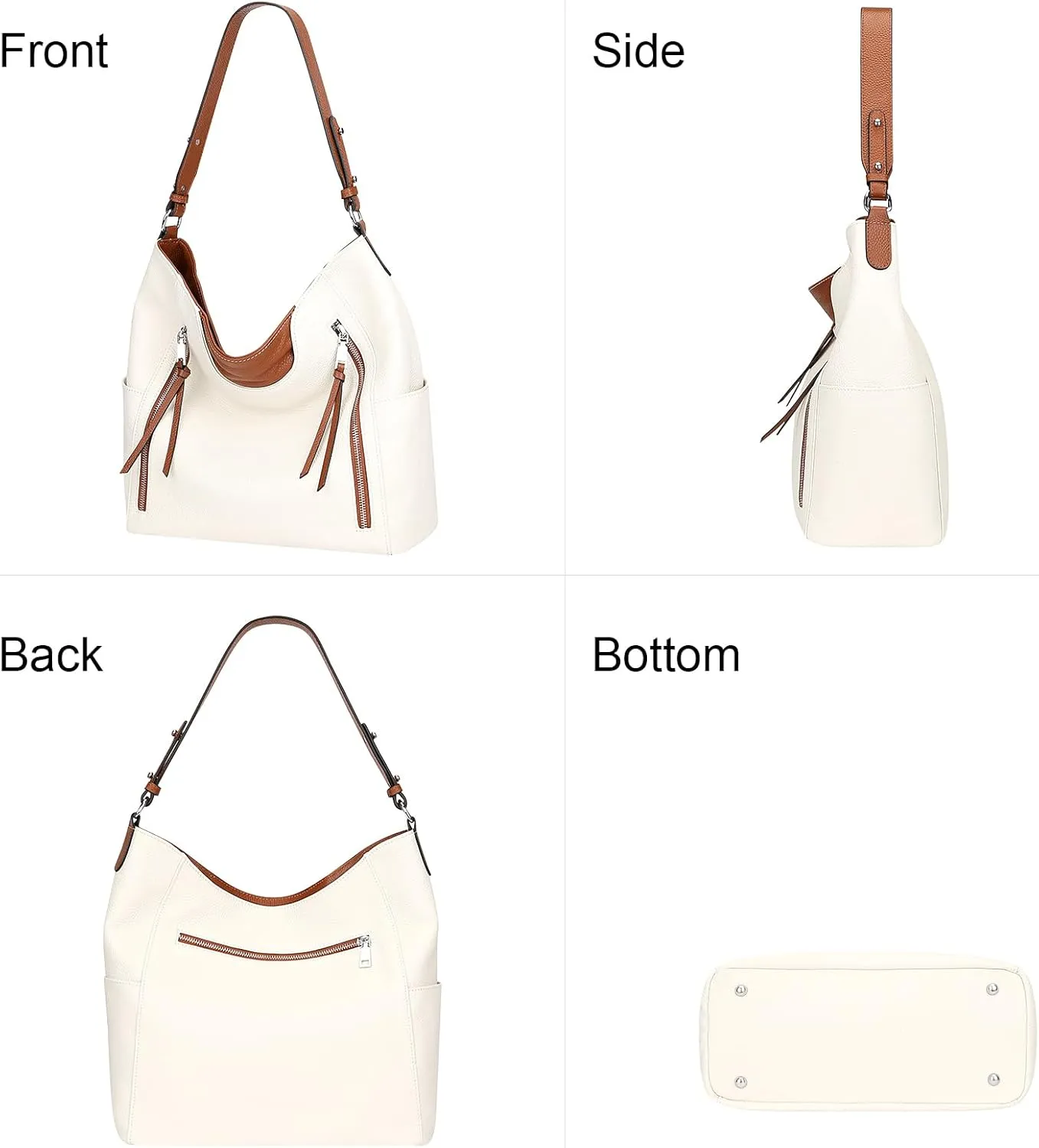 Over Earth Genuine Leather Hobo Bags for Women Soft Purses and Handbag Ladies Casual Shoulder Bag