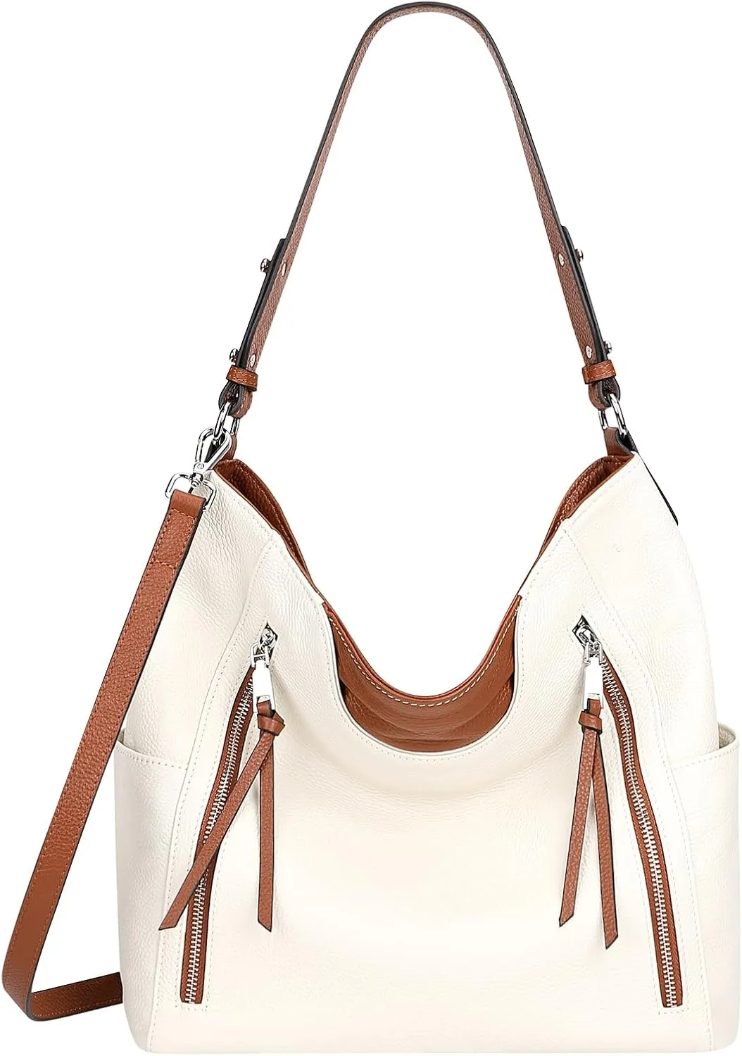 Over Earth Genuine Leather Hobo Bags for Women Soft Purses and Handbag Ladies Casual Shoulder Bag