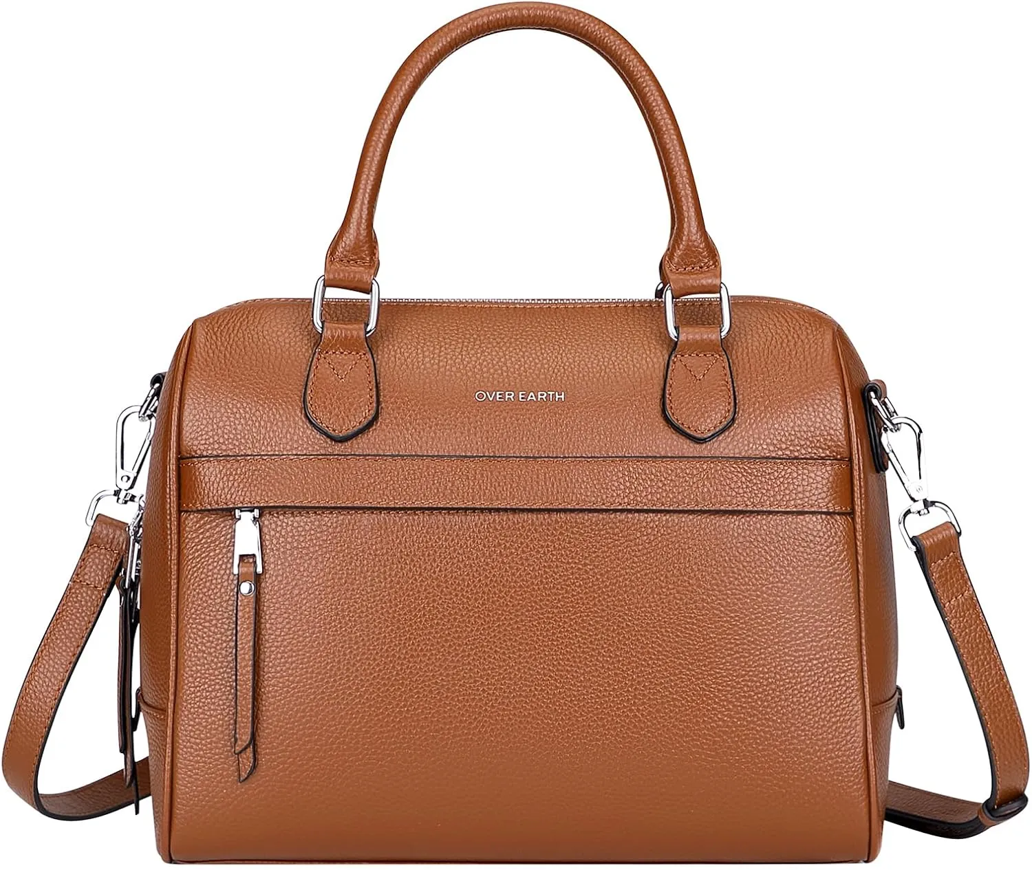 Over Earth Genuine Leather Satchel Top-Handle Handbags for Women Ladies Crossbody Bag