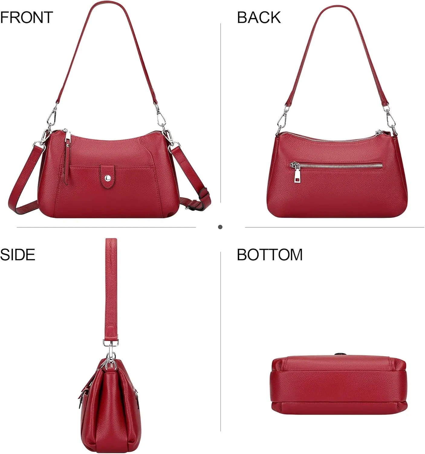 Over Earth Genuine Leather Small Hobo Crossbody Bags for Women Shoulder Purses and Handbags