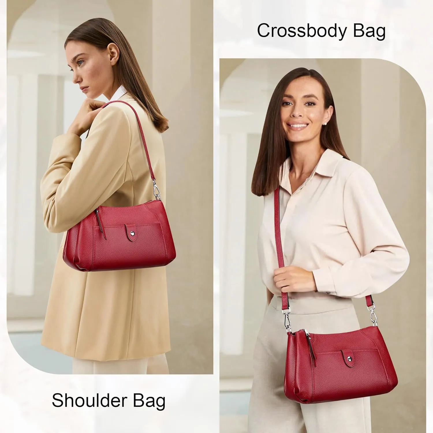Over Earth Genuine Leather Small Hobo Crossbody Bags for Women Shoulder Purses and Handbags