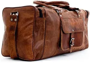 Overnight Weekend Vintage Handmade Brown Leather Travel Gym Sports Duffel Bag (20")
