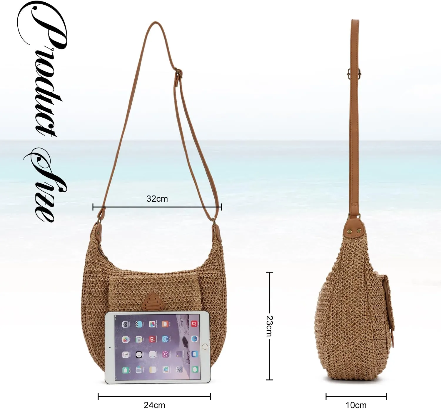 Oweisong Vacation Straw Crossbody Bags for Women Large Boho Woven Beach Tote Bag Summer Clutch Purse 2025