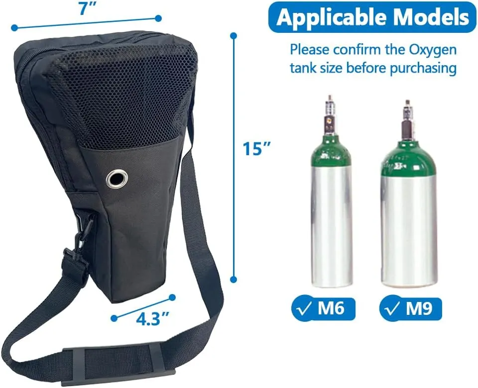 Oxygen Tank Shoulder Bag - Portable Cylinder Holder Bag Fits M6/M9 Tank Carrier Pouch Accessories, 15" L x 7" W
